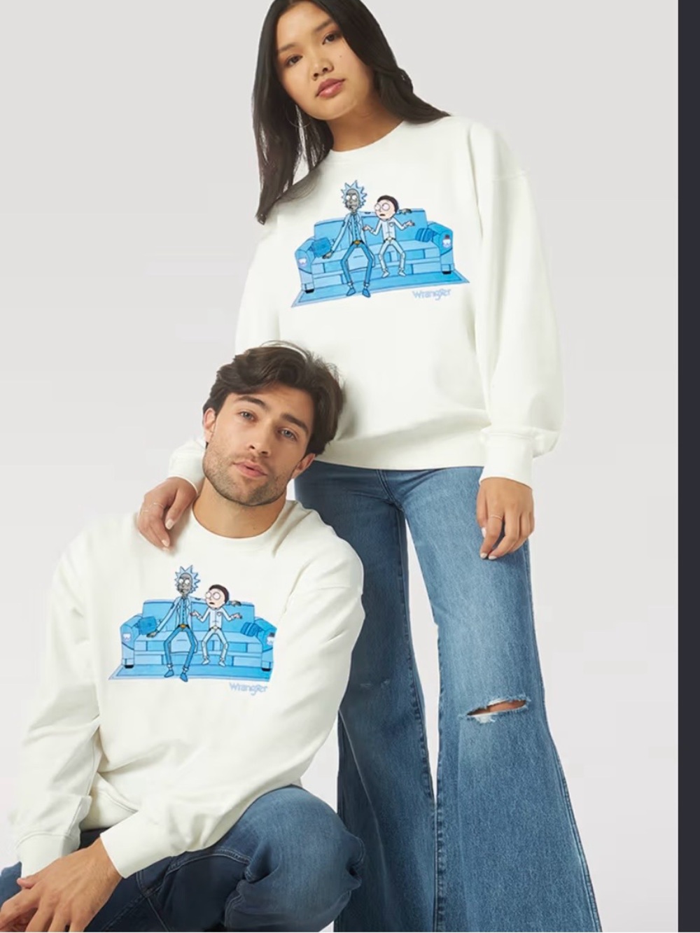 NEW Wrangler x Rick and Morty Men’s (Unisex) White Crewneck Sweatshirt Sz. XL